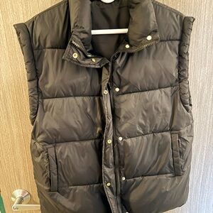 Black Oversized Puffer Vest for Women